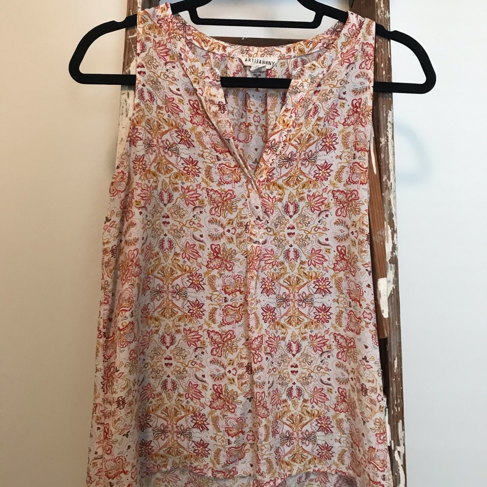 Artisan NY Sleeveless Top (S) Floral Print